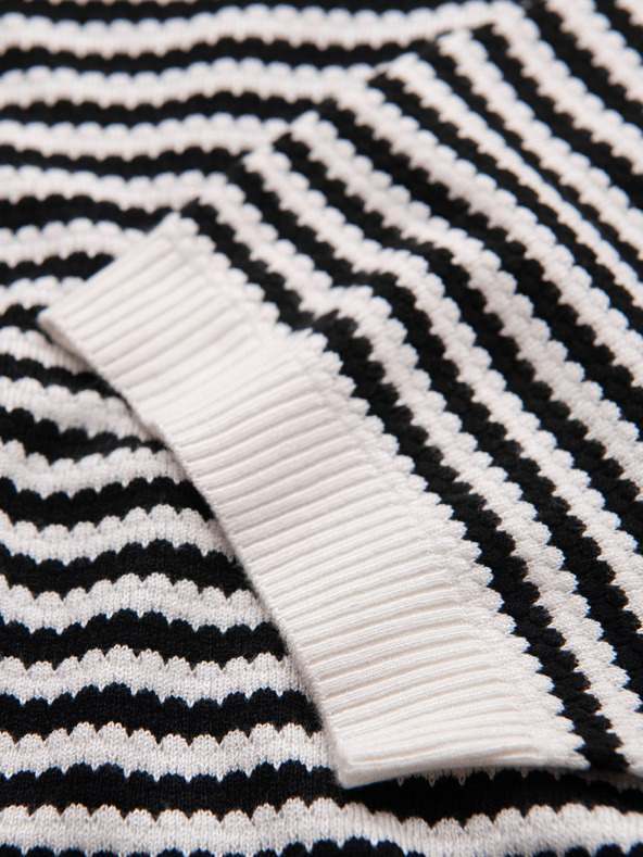 Ombre Clothing Férfi tengerészcsíkos kötött póló áttört mintázattal - fekete-fehér