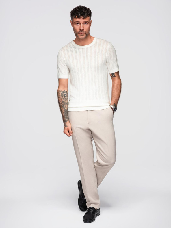 Ombre Clothing Férfi kereknyakú rövid ujjú pulóver - fehér