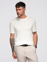 Ombre Clothing Férfi kereknyakú rövid ujjú pulóver - fehér