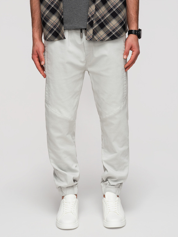 Ombre Clothing Férfi kötött jogger nadrág szárvarrással - világosszürke V3 P1521 Ombre Clothing