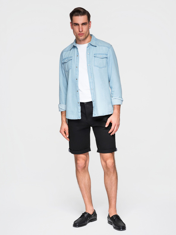 Ombre Clothing Férfi klasszikus chino rövidnadrág felhajtott szárral - fekete V9 W532 Ombre Clothing