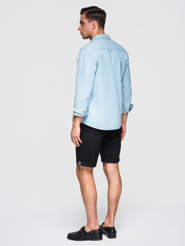 Ombre Clothing Férfi klasszikus chino rövidnadrág felhajtott szárral - fekete V9 W532 Ombre Clothing