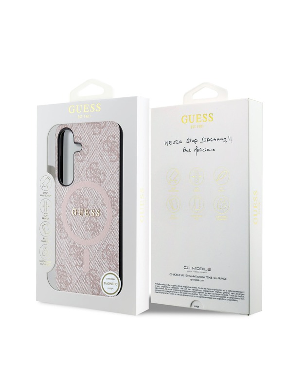 Guess Guess PU Leather 4G Colored Ring MagSafe Hátlap Samsung Galaxy S24 Pink