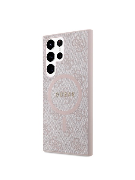 Guess Guess PU Leather 4G Colored Ring MagSafe Hátlap Samsung Galaxy S24 Ultra Pink