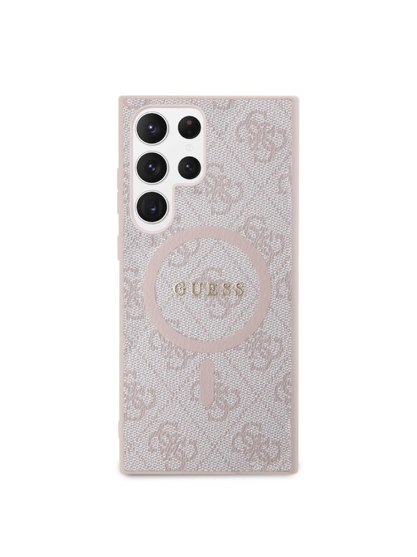 Guess Guess PU Leather 4G Colored Ring MagSafe Hátlap Samsung Galaxy S24 Ultra Pink