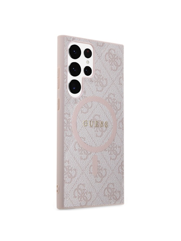 Guess Guess PU Leather 4G Colored Ring MagSafe Hátlap Samsung Galaxy S24 Ultra Pink