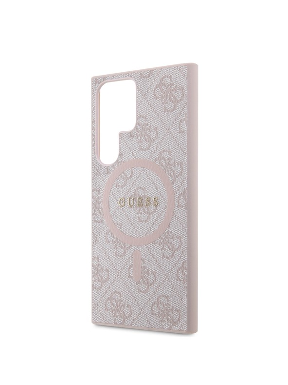 Guess Guess PU Leather 4G Colored Ring MagSafe Hátlap Samsung Galaxy S24 Ultra Pink