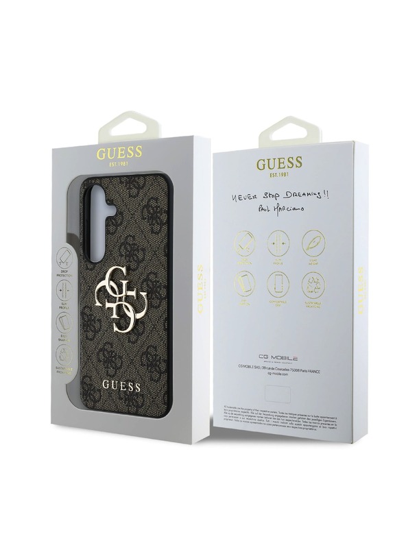 Guess Guess PU 4G fém logós hátlap Samsung Galaxy S25+ barna barna