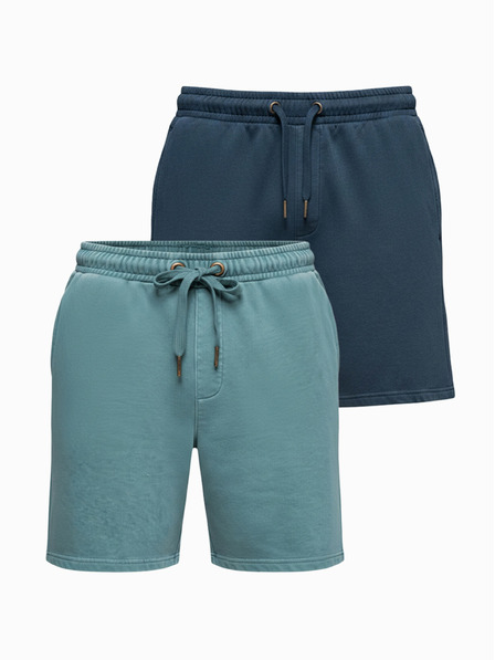 Ombre Clothing Két darab férfi szabadidő rövidnadrág laza szabásban - sötétkék/türkiz V1 Z126 Ombre Clothing