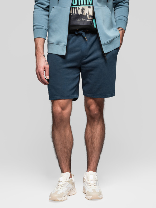 Ombre Clothing Két darab férfi szabadidő rövidnadrág laza szabásban - sötétkék/türkiz V1 Z126 Ombre Clothing