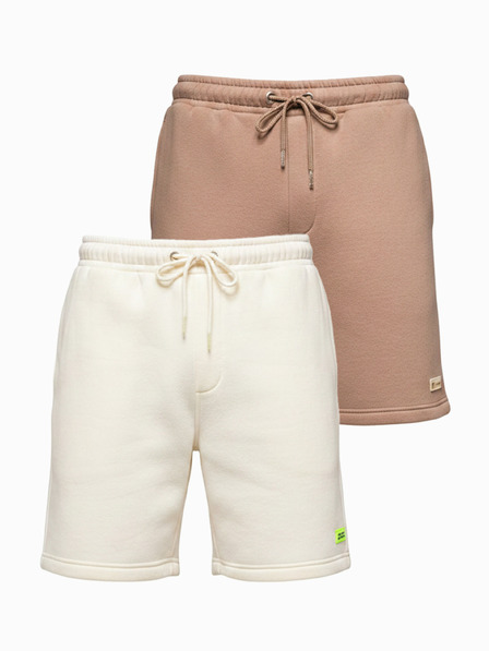 Ombre Clothing Két UNISEX rövidnadrág szett rugalmas derekkal - krém/világosbarna V2 Z129 Ombre Clothing