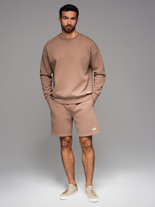 Ombre Clothing Két UNISEX rövidnadrág szett rugalmas derekkal - krém/világosbarna V2 Z129 Ombre Clothing