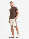Ombre Clothing Két férfi tornanadrág szett csíkokkal - krém/oliva V2 Z128 Ombre Clothing