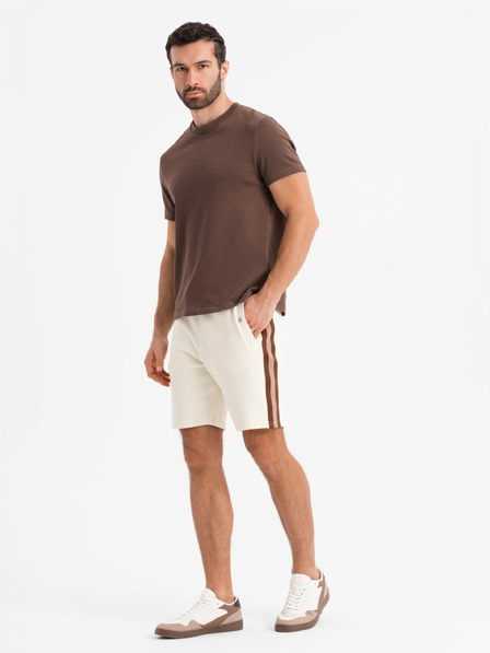 Ombre Clothing Két férfi tornanadrág szett csíkokkal - krém/oliva V2 Z128 Ombre Clothing