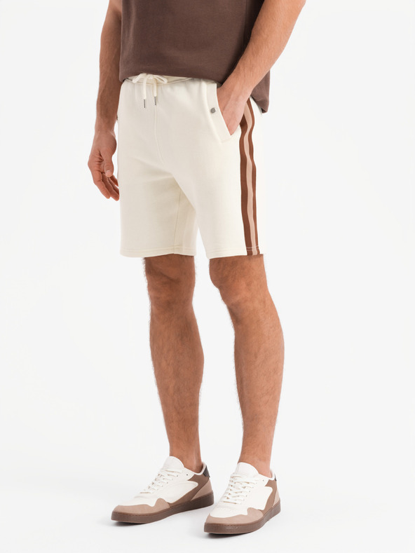 Ombre Clothing Két férfi tornanadrág szett csíkokkal - krém/oliva V2 Z128 Ombre Clothing