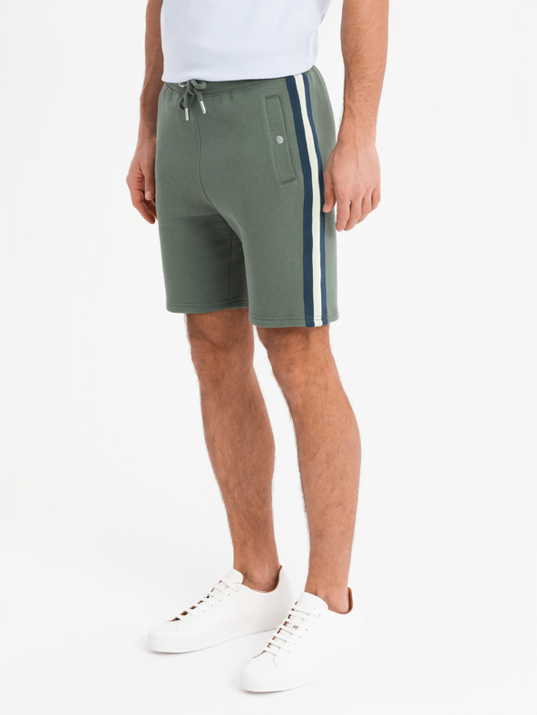 Ombre Clothing Két férfi tornanadrág szett csíkokkal - krém/oliva V2 Z128 Ombre Clothing