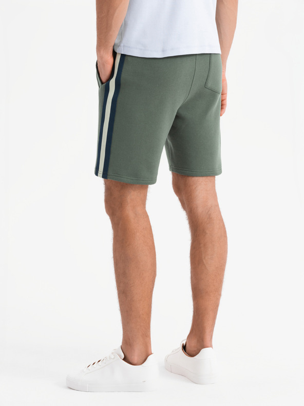 Ombre Clothing Két férfi tornanadrág szett csíkokkal - krém/oliva V2 Z128 Ombre Clothing