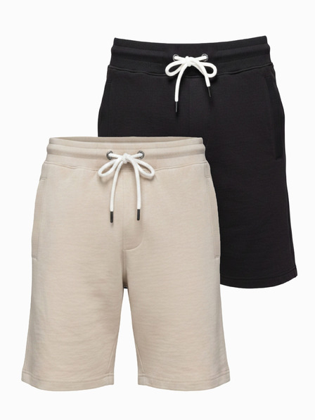 Ombre Clothing Két férfi alapvető tornanadrág szett - fekete-bézs V1 Z124 Ombre Clothing