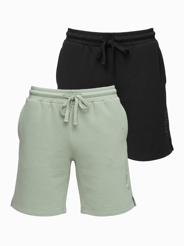 Ombre Clothing Két férfi tornanadrág szett frottír kötésből regular fit - fekete/világoszöld V1 Z125 Ombre Clothing