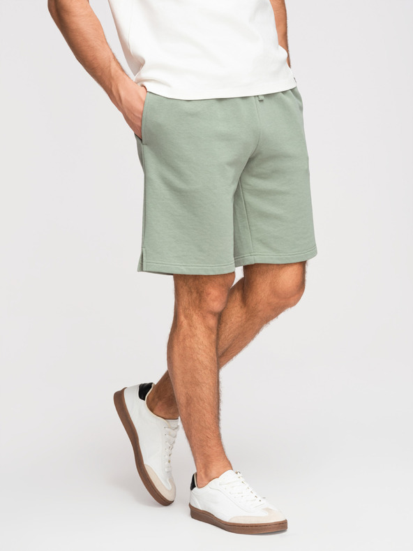Ombre Clothing Dwie pary męskich szortów dresowych regular fit z dziainy french terry - beżowe/jasnozielone V2 Z125 Ombre Clothing