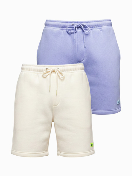Ombre Clothing Két UNISEX rövidnadrág szett rugalmas derekkal - krém/világoslila V1 Z129 Ombre Clothing