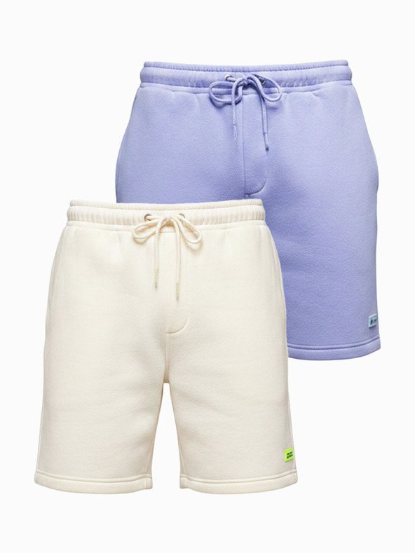 Ombre Clothing Két UNISEX rövidnadrág szett rugalmas derekkal - krém/világoslila V1 Z129 Ombre Clothing