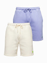 Ombre Clothing Két UNISEX rövidnadrág szett rugalmas derekkal - krém/világoslila V1 Z129 Ombre Clothing