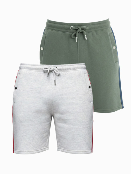 Ombre Clothing Két férfi tornanadrág szett csíkokkal - szürke melanzs/oliva V1 Z128 Ombre Clothing