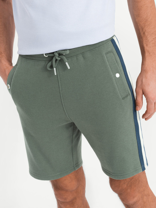 Ombre Clothing Két férfi tornanadrág szett csíkokkal - szürke melanzs/oliva V1 Z128 Ombre Clothing