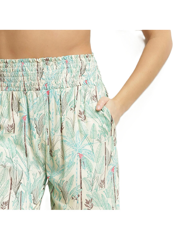 DIM DIM TROPICAL PANTS - Női strandsisak - zöld - világos barna - krém