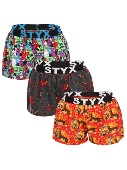 Styx Hármas szett - női alsónadrág Styx art sportgumi többszínű