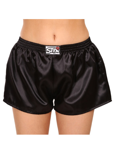 Styx Hármas készlet - Női boxeralsó Styx klasszikus gumírózás szatén fekete
