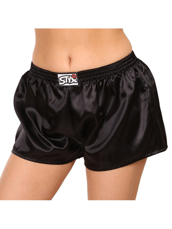 Styx Hármas készlet - Női boxeralsó Styx klasszikus gumírózás szatén fekete