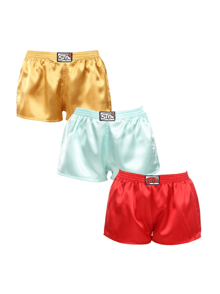 Styx Hármas készlet - Női boxeralsó Styx klasszikus gumírózás szatén multicolor
