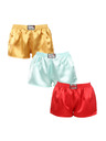 Styx Hármas készlet - Női boxeralsó Styx klasszikus gumírózás szatén multicolor
