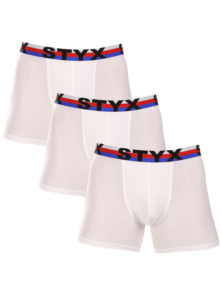 Styx Három darabos szett - férfi boxeralsó Styx long sportgumi fehér trikolór