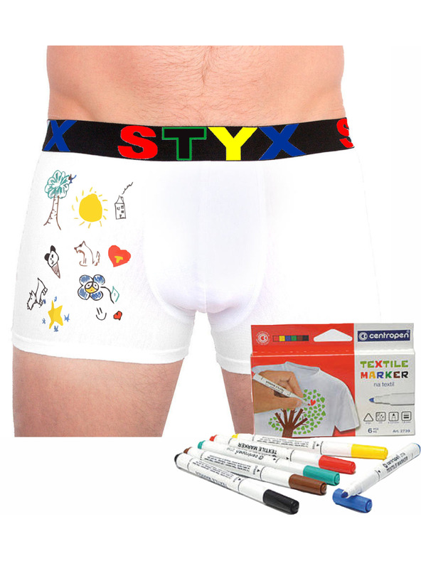 Styx Férfi boxeralsó Styx sportgumi fehér + textilmarker