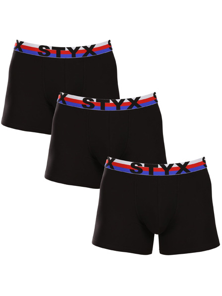 Styx Három darabos szett - férfi boxeralsó Styx long sportgumi fekete trikolór