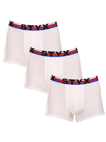 Styx Három darabos szett - férfi boxer Styx sportgumi fehér trikolór