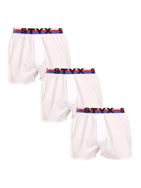 Styx Három darabos szett - férfi boxeralsó Styx sportgumi fehér trikolór