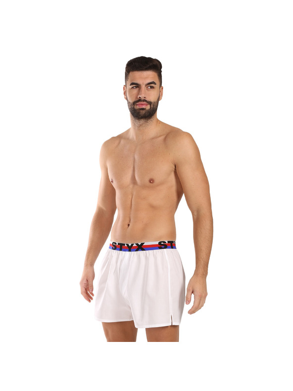 Styx Három darabos szett - férfi boxeralsó Styx sportgumi fehér trikolór
