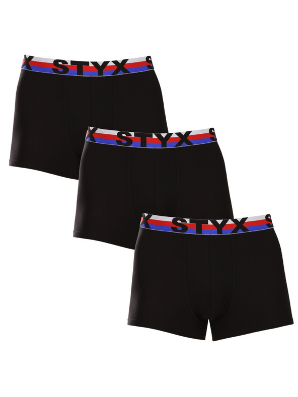Styx Három darabos szett - férfi boxer Styx sportgumi fekete trikolór