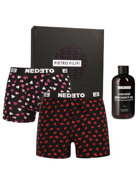Nedeto Férfi ajándékkészlet boxeralsó és boxer Nedeto és tusfürdő Pietro Filipi (3NPGBP1L/1)