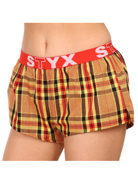 Styx Piros és narancssárga Styx női kockás alvónadrágok