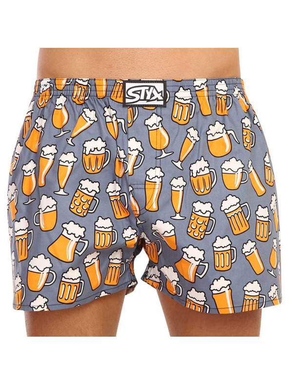 Styx Sárga és szürke férfi mintás rövidnadrág Styx Beer