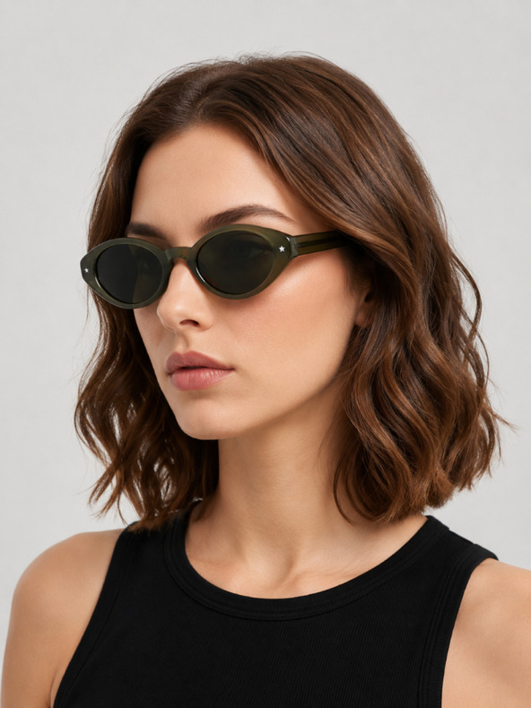 VEYREY VeyRey női cat-eye acetát polarizált napszemüveg Aest zöld keret zöld lencse