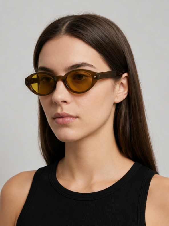 VEYREY VeyRey női cat-eye acetát polarizált napszemüveg Aest barna keret sárga lencse