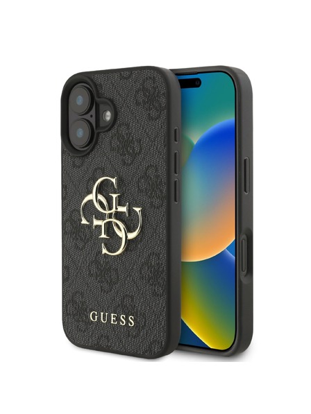 Guess Guess PU 4G fém logós fém hátlap iPhone 16-hoz Szürke