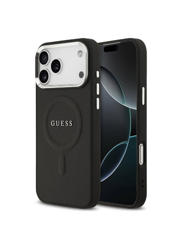 Guess Guess PU Saffiano MagSafe Hátlap iPhone 17 Pro Max-hoz Fekete