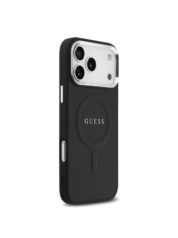 Guess Guess PU Saffiano MagSafe Hátlap iPhone 17 Pro Max-hoz Fekete